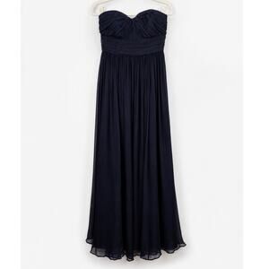 J.Crew Silk Marbella Strapless Evening Gown Navy Dark Cove Blue 6